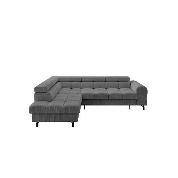 ALTDECOR ROHOVÁ SEDAČKA s funkcí spaní otomana vlevo LUMA-L 272x203x70 tmavě šedá manšestr