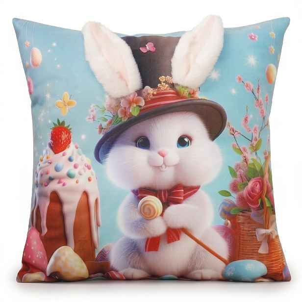 Velikonoční povlak na polštář 3D HELLO BUNNY VI. 40x40 cm Mybesthome