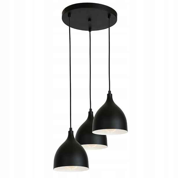 Závěsná lampa trojitá černá kulatá do obývacího pokoje nad stůl a ostrov Luminex