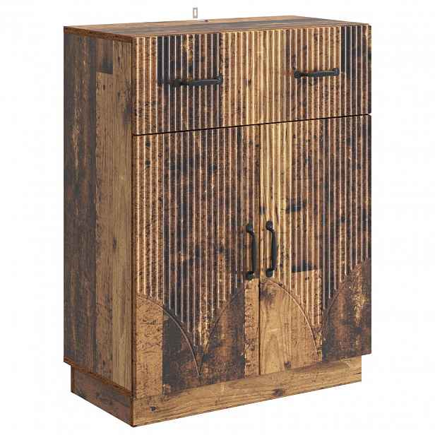 vidaXL Servírovací skříň se zásuvkou Staré dřevo 66 x 34,5 x 87 cm