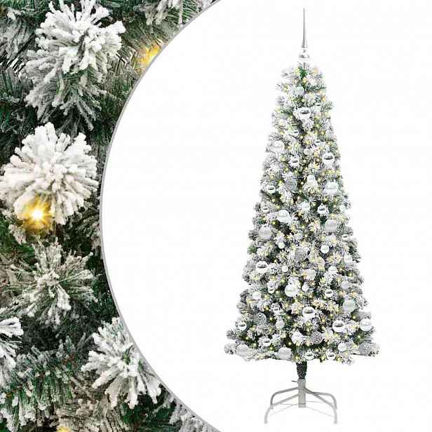 vidaXL Umělý Skládací Vánoční Strom 300 LED Zelená a bílá 180 cm
