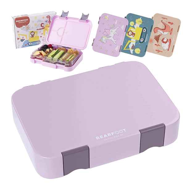 Dětský bento Lunchbox 800 ml s vzduchotěsnými přihrádkami Bpa Free fialový