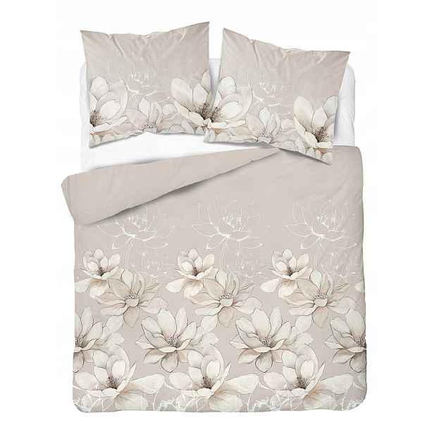 Povlečení Home Satin 160x200 béžová, květy magnólie