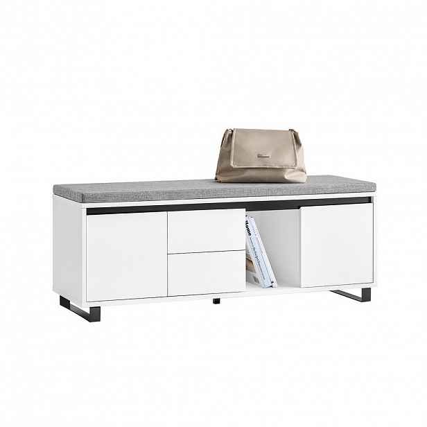 SoBuy BOTNÍK se 2 zásuvkami Bílá 110x35x42cm Moderní