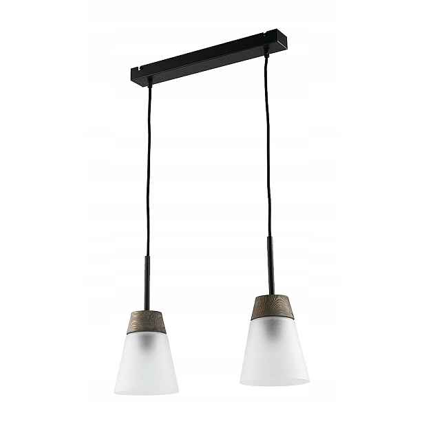 Závěsná lampa Domino I Černé bílé skleněné stínítko 2xE27 Stropní Svítidlo Dům