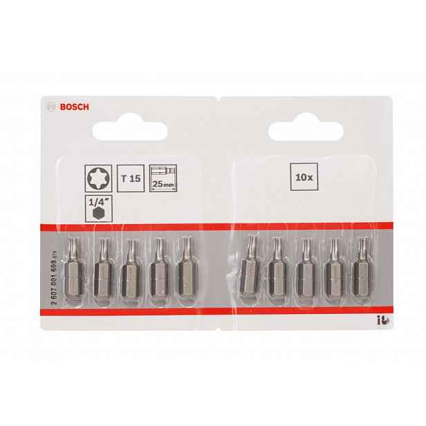 Bosch - Sada bitů T15, délka 25 mm, 10 ks 2607001608