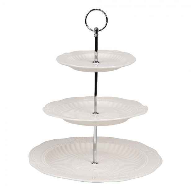 Elegantní 3-patrový porcelánový etažér - Ø 26*31 cm Clayre & Eef