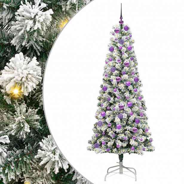vidaXL Umělý Skládací Vánoční Strom 300 LED Zelená a bílá 180 cm
