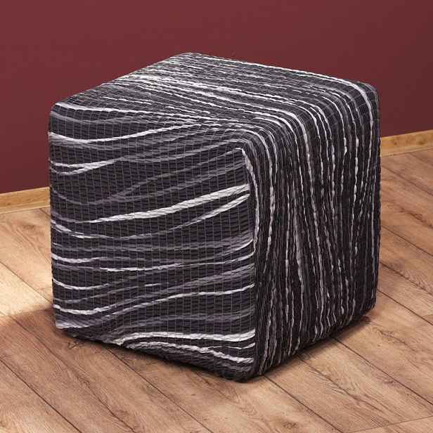 GA.I.CO decoDoma napínací potah bielastický UNIVERSO NOVÉ žíhané černobílé na taburet 40 x 40 x 40 cm