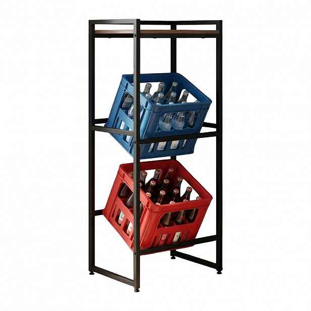 Relaxdays REGÁL černá hnědá na přepravky s policí 47 cm