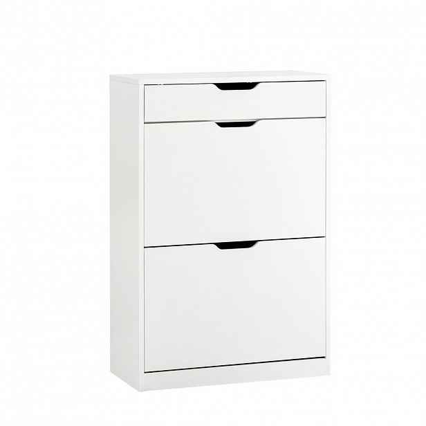 SoBuy BOTNÍK se třemi zásuvkami Bílá 60x30x90cm Minimalistický