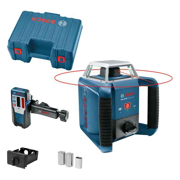 Bosch Grl 400 H Laser otočný dosah 400 m, přijímač, kufr, sada
