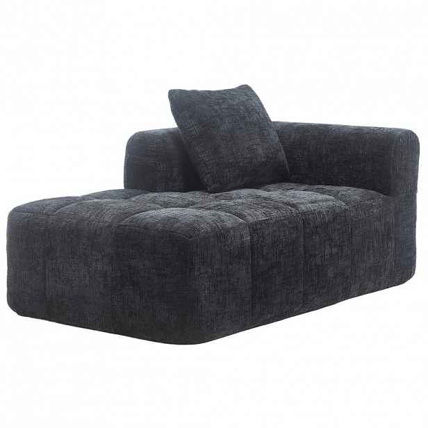 Redom LENOŠKA 158/90/60 cm s bočními kapsami, polštářem a měkkým chenille potahem, Černá
