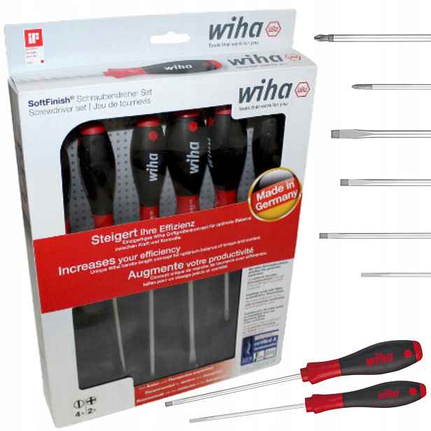 Sada Šroubováků Softfinish Ploché Ph 6 Ks. Wiha 07152