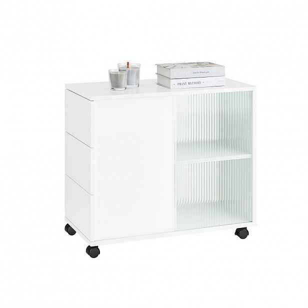 SoBuy KONFERENČNÍ STOLEK se 3 zásuvkami Bílá 70x35x61cm Minimalistický
