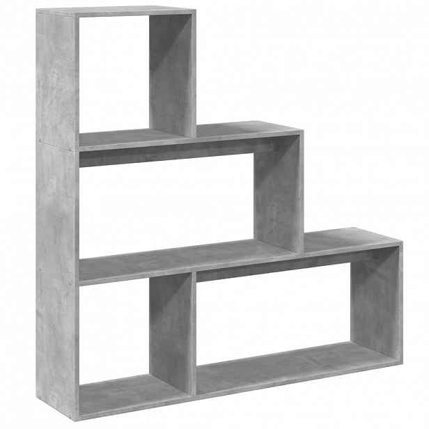 vidaXL Knihovna/dělící stěna 3patrová betonově šedá 123x29x123 cm