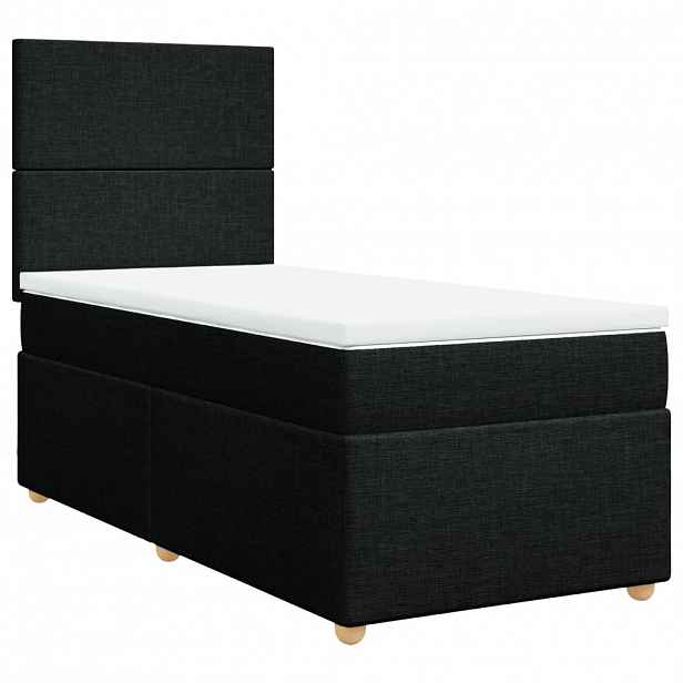 vidaXL Box spring postel s matrací černá 90x200 cm textil