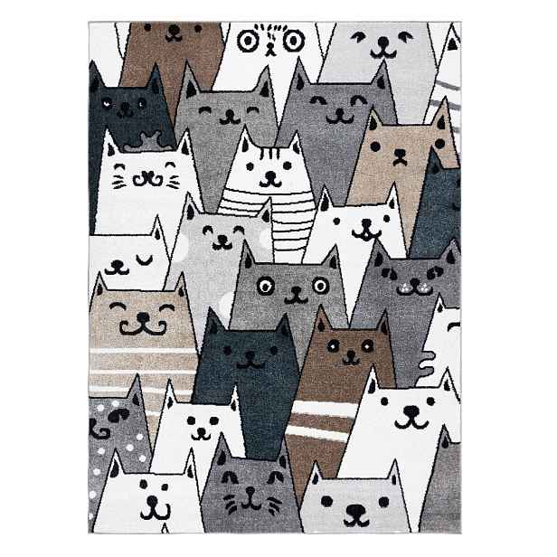 Dětský kusový koberec Fun Gatti Cats multi, 180x270, šedá, dětský pokoj, Dywany Łuszczów