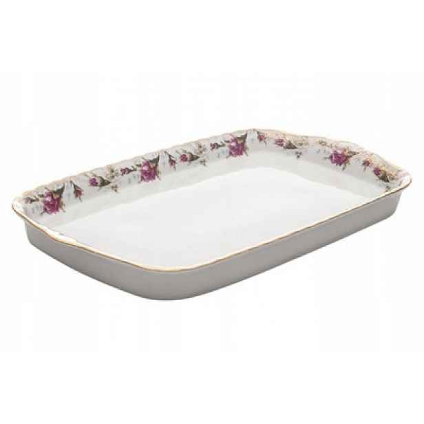 Obdélníková miska s výstupky 31 cm Chodzież Iwona B013 Zlatá růže porcelánová