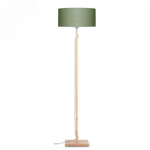 Stojací lampa se zeleným stínidlem a konstrukcí z bambusu Good&Mojo Fuji