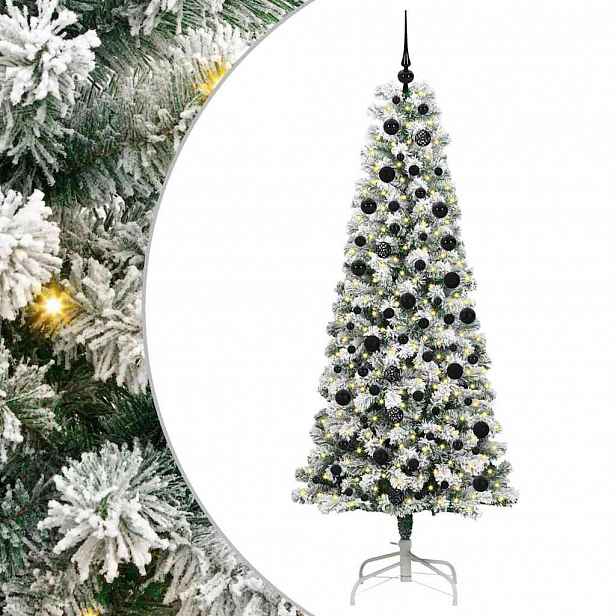 vidaXL Umělý Skládací Vánoční Strom 300 LED Zelená a bílá 210 cm