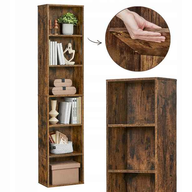 Úzký Regál Na Knihy Vertikální 178,5 cm Mdf 6 polic hnědý pro kancelářské salony