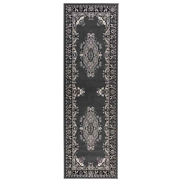 vidaXL Běhoun FLORNES Tkaný Šedý vzor 67 x 300 cm PP 7 mm