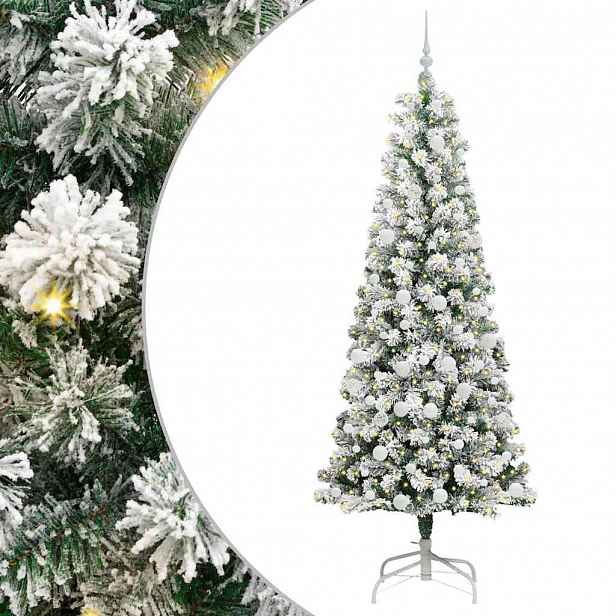 vidaXL Umělý Skládací Vánoční Strom 300 LED Zelená a bílá 210 cm