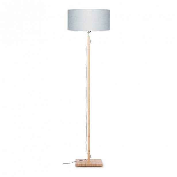 Stojací lampa se světle šedým stínidlem a konstrukcí z bambusu Good&Mojo Fuji