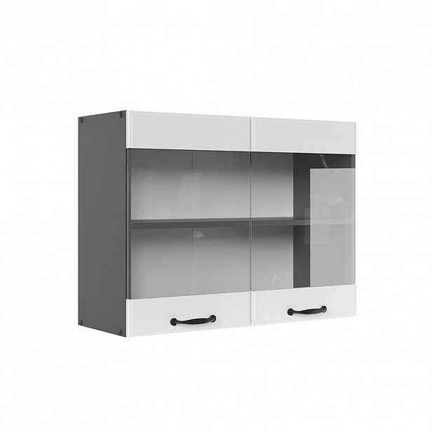Vicco SKLENĚNÁ KUCHYŇSKÁ SKŘÍŇKA R-Line Bílý venkovský dům 80 cm
