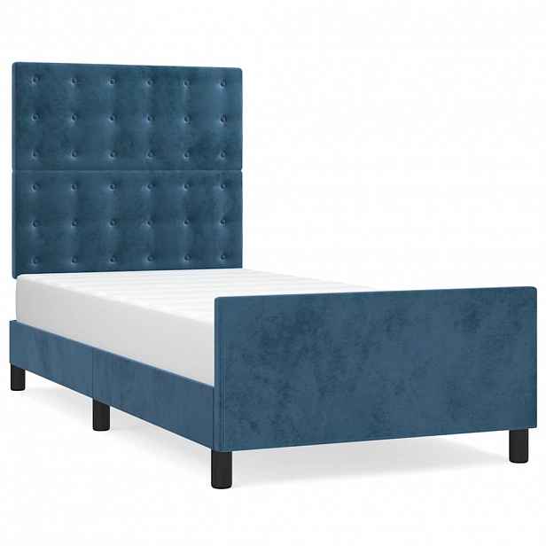 vidaXL Rám postele bez matrace tmavě modrý 90x190 cm samet