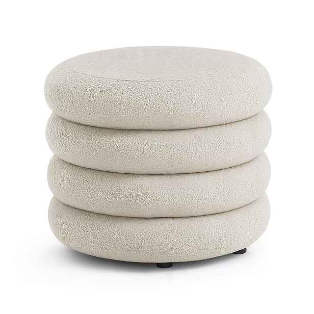 Ak furniture Taburet Mollis bouclé bílý