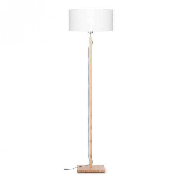 Stojací lampa s bílým stínidlem a konstrukcí z bambusu Good&Mojo Fuji