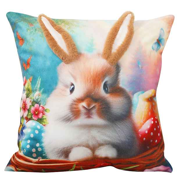 Velikonoční povlak na polštář 3D HELLO BUNNY IX. 40x40 cm Mybesthome