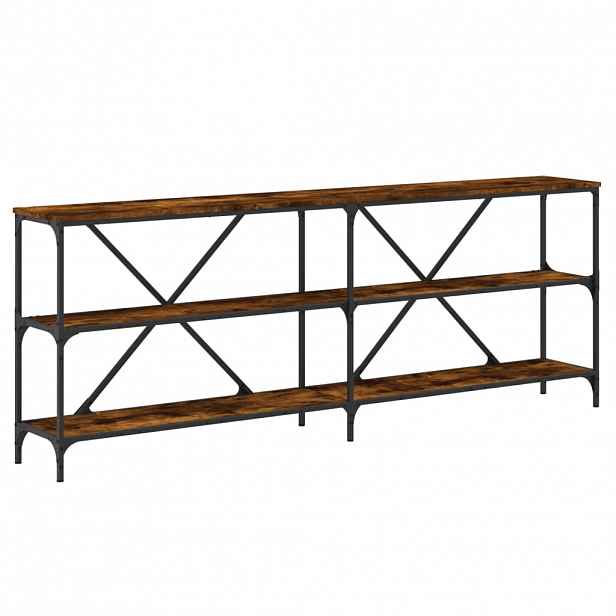 vidaXL Konzolový stolek kouřový dub 200 x 30 x 75 cm kompozit a železo
