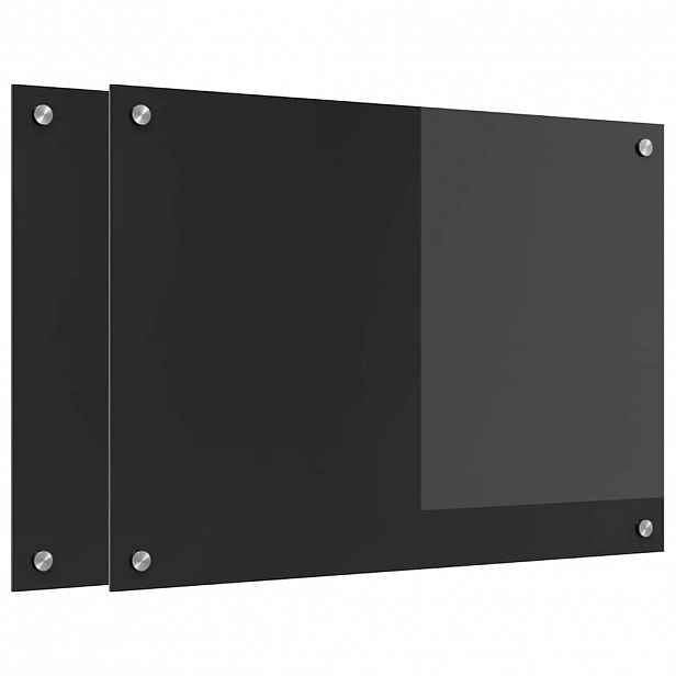 vidaXL Kuchyňský obklad 2 ks Černá 70 x 50 cm tvrzené sklo