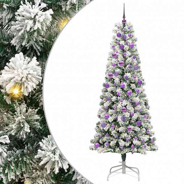 vidaXL Umělý Skládací Vánoční Strom 300 LED Zelená a bílá 210 cm