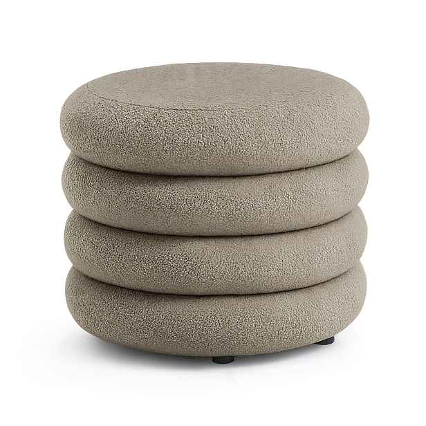 Ak furniture Taburet Mollis bouclé moka