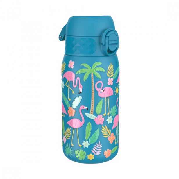 Dětská láhev na vodu, nerezavějící, 400 ml, Flamingos - Ion8