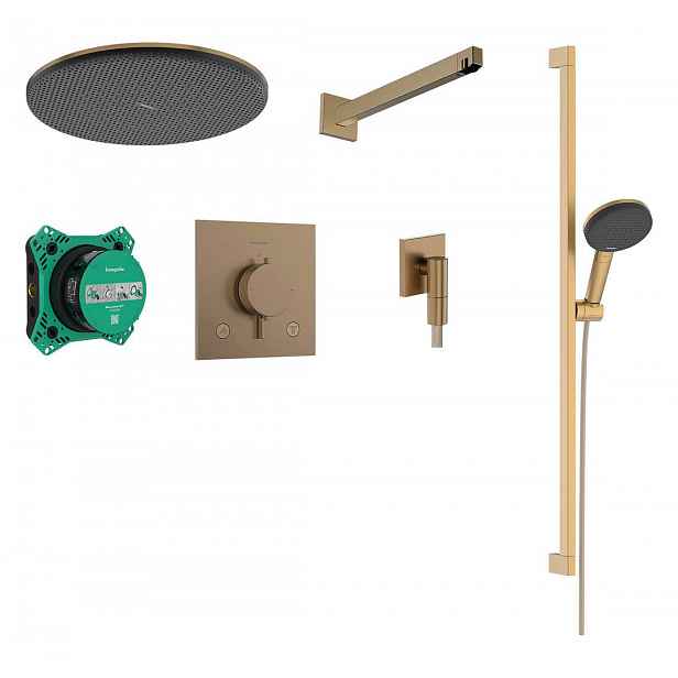 Hansgrohe Raindance Alive S - Sprchový set s termostatem pod omítku, s tělesem, průměr 30 cm, 3 proudy, kartáčovaný bronz 24622140