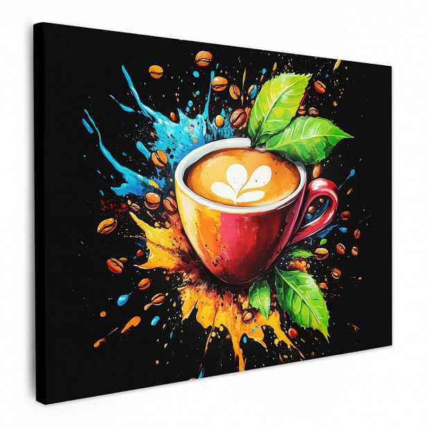 MuchoWow OBRAZ NA PLÁTNĚ Káva - Graffiti - Pití - Abstraktní 80x60 cm