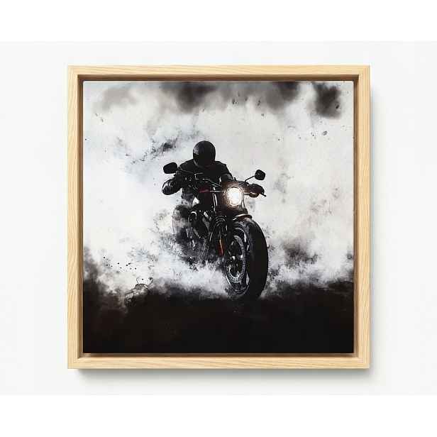 Obraz Rám American Box Motocykl Sportovní Kouř Motor Černobílý 60x60