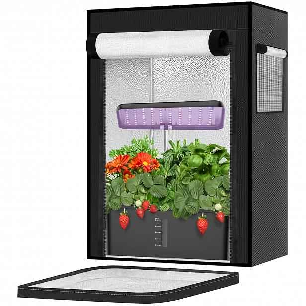 TEMU Malý hydroponický pěstební stan vhodný pro vnitřní hydroponické systémy, reflexní mylarové panely pro optimální , prostorný pěstební stan pro