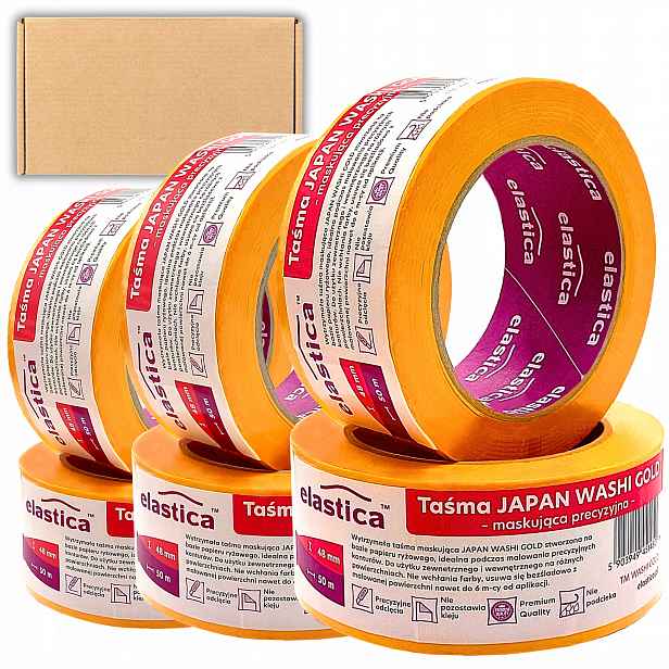 24 x Přesná Páska Na Odstřihování 48 mm x 50 m Japonská Washi Gold Premium 6 Msc