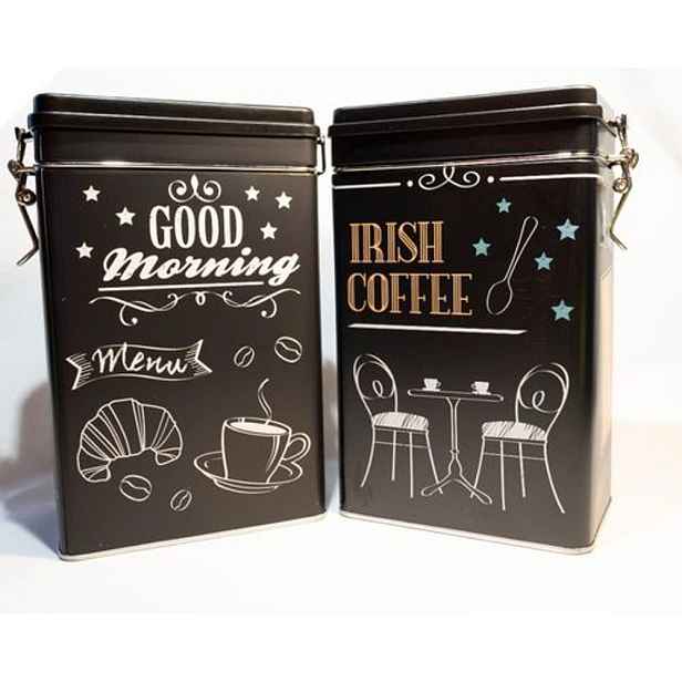 dóza plech. 7,8x12,2x18,6cm, COFFEE, patent., 3tm.dekory