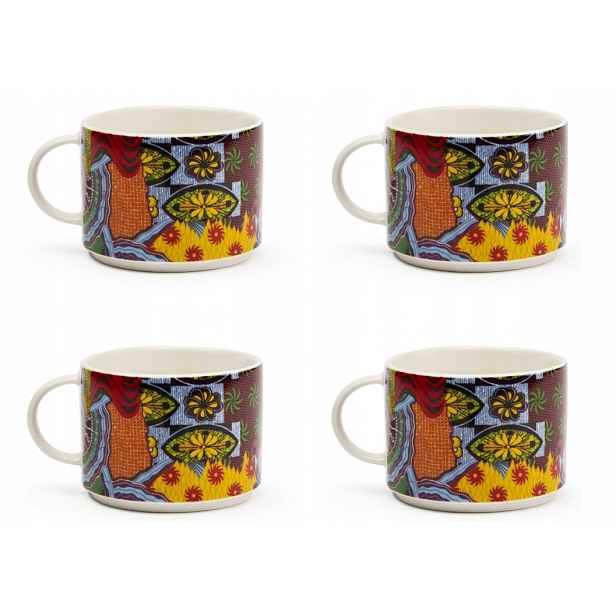 Excelsa Africa Set of 4 Jumbo Mugs, porcelán, 500 ml, Multi-Colour