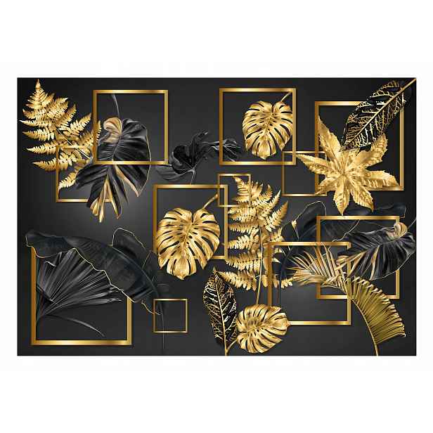 Fototapeta Černá Glamour Listy do obývacího pokoje 520x318