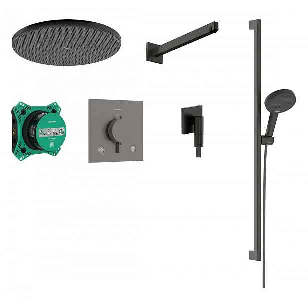 Hansgrohe Raindance Alive S - Sprchový set s termostatem pod omítku, s tělesem, průměr 30 cm, 3 proudy, kartáčovaný černý chrom 24622340