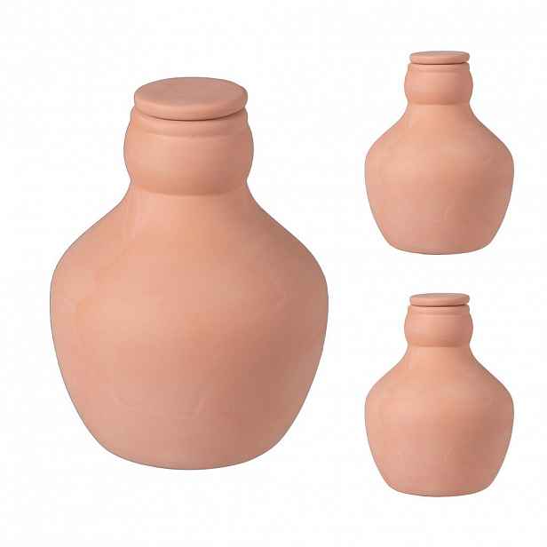 Relaxdays ZAVLAŽOVAČ Terakota 3dílná-sada Keramika 500 ml