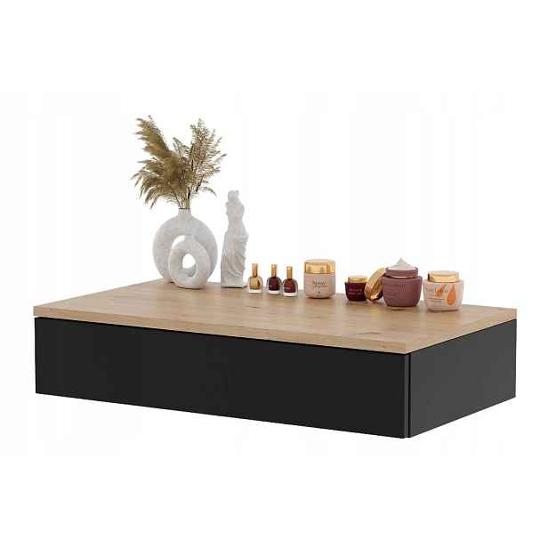 Toaletní Stolek Konzolový Stolek Lena 75 Závěsná Loft Černá Dub Artisan